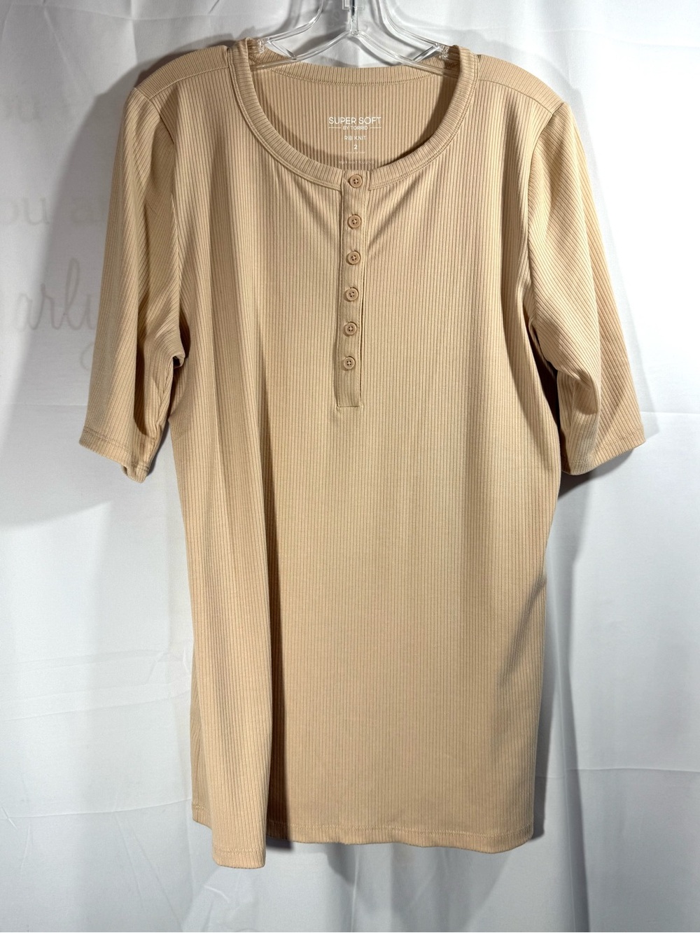 Torrid Beige Ribbed Short Sleeve Henley Tee Size 2X
